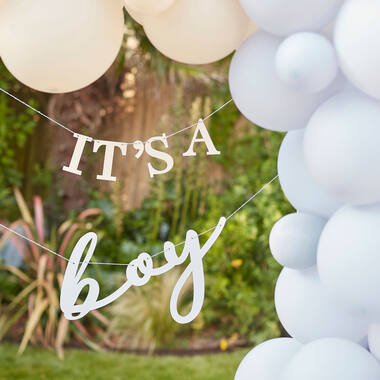 Eco Bunting - It's A Boy - White & Blue