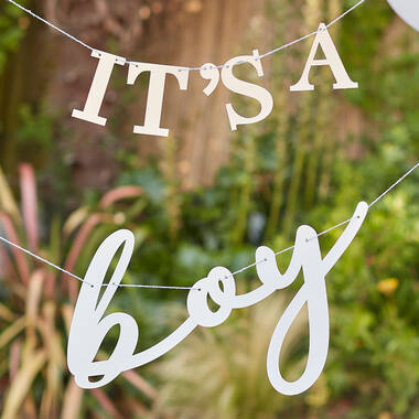 Eco Bunting - It's A Boy - White & Blue