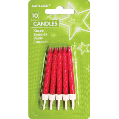10 Spiral Candles Glitter Pink Height 6.3 cm