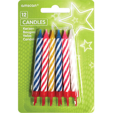 12 Spiral Candles Assorted Height 8.3 cm