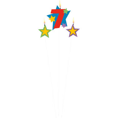 Numeral Candle 7 with 2 Star Candles Height 12.2/13.5 cm