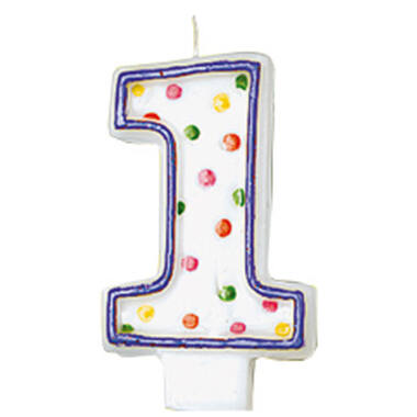 Numeral Candle 1 Polka Dots Height 7.6 cm