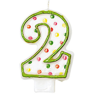 Numeral Candle 2 Polka Dots Height 7.6 cm