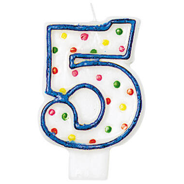 Numeral Candle 5 Polka Dots Height 7.6 cm