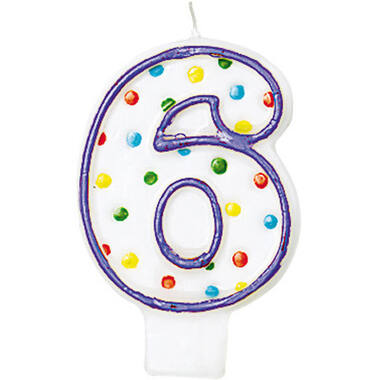 Numeral Candle 6 Polka Dots Height 7.6 cm