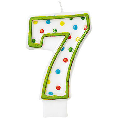 Numeral Candle 7 Polka Dots Height 7.6 cm