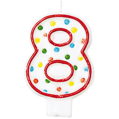 Numeral Candle 8 Polka Dots Height 7.6 cm