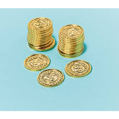 144 Gold Coins Plastic 3.4 x 3.4 cm