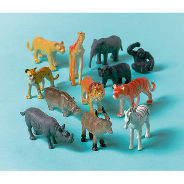 12 Toy Jungle Animals Plastic