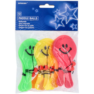 12 Paddle Balls Plastic 12.1 x 5.5 cm