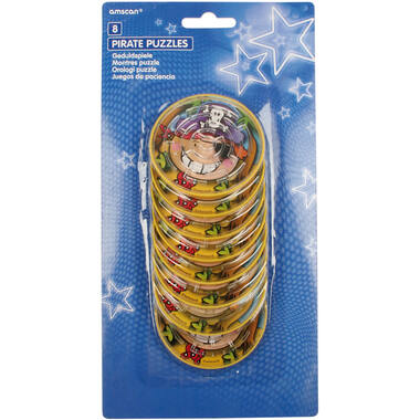 8 Maze Puzzles Pirate Plastic 7 x 7 cm