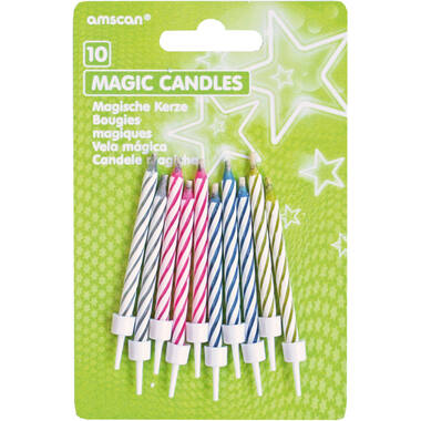 10 Spiral Candles Magical Assorted Height 6.3 cm