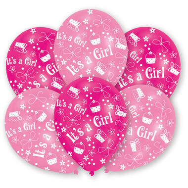 6 Latex Balloons All Round Printed It's a Girl 27.5 cm / 11"