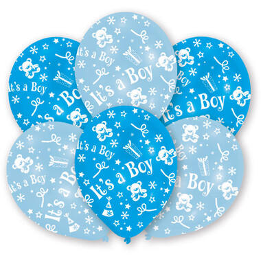 6 Latex Balloons All Round Printed It's a Boy 27.5 cm / 11"
