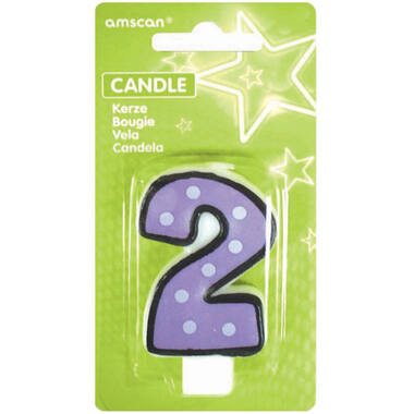 Numeral Candle 2 Dots & Black Border Height 7.6 cm