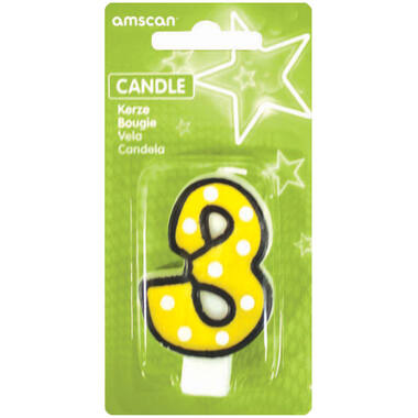 Numeral Candle 3 Dots & Black Border Height 7.6 cm