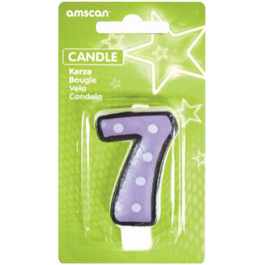 Numeral Candle 7 Dots & Black Border Height 7.6 cm
