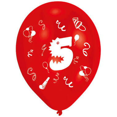 8 Latex Balloons Age 5 2-Sided 25.4 cm / 10"