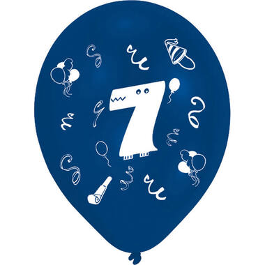 8 Latex Balloons Age 7 2-Sided 25.4 cm / 10"