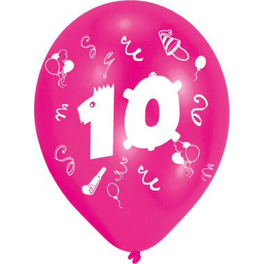 8 Latex Balloons Age 10 2-Sided 25.4 cm / 10"
