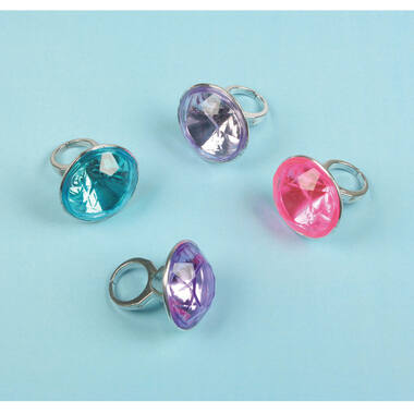 8 Jewel Rings Plastic