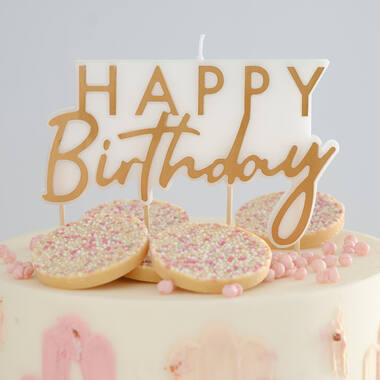 Candle - Scripted Happy Birthday Candle - Foiled