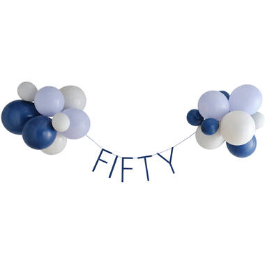 Balloon Bunting - Fifty - Blue