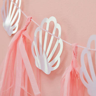 Tassel Garland - Shells and Tassels - Pink and Iridescent