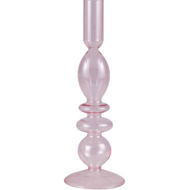 Candle Holder - Pink Glass Small Bubble