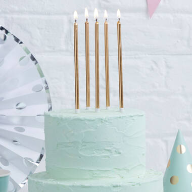 24 Candles with Holders Pick & Mix Gold Wax / Plastic 14 x 0.5 cm
