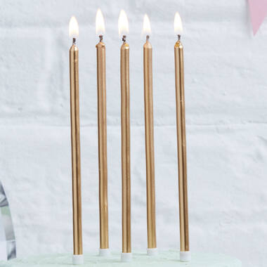 24 Candles with Holders Pick & Mix Gold Wax / Plastic 14 x 0.5 cm