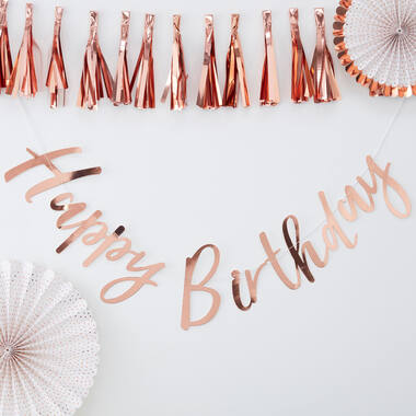 Bunting - Backdrop - Happy Birthday - Rose Gold