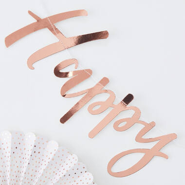 Bunting - Backdrop - Happy Birthday - Rose Gold