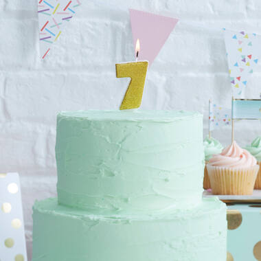 Candle Number 7 - Gold Glitter