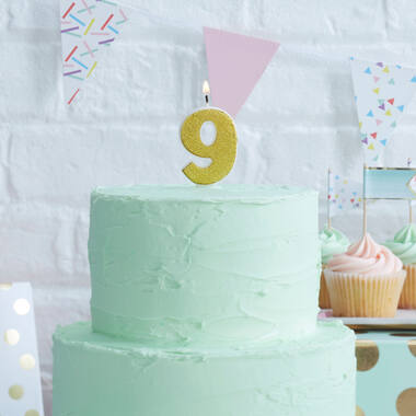 Candle Number 9 - Gold Glitter