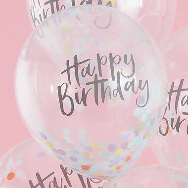 5 Latex Balloons Pastel Party with Confetti Filling Paper 30.5 cm