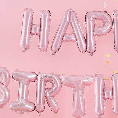 Balloon Garland Pastel Party DIY Happy Birthday Pink Foil 14 Parts Height 40.6 cm