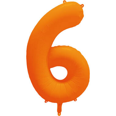 Foil Balloon Number 6 - Neon Orange - 86 cm