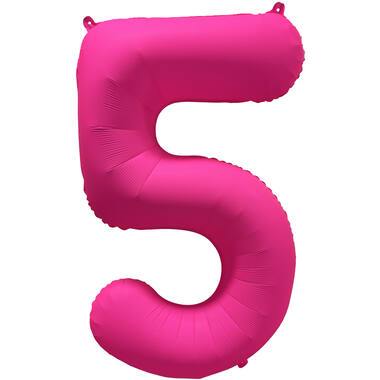 Foil Balloon Number 5 - Neon Pink - 86 cm
