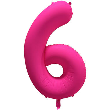 Foil Balloon Number 6 - Neon Pink - 86 cm
