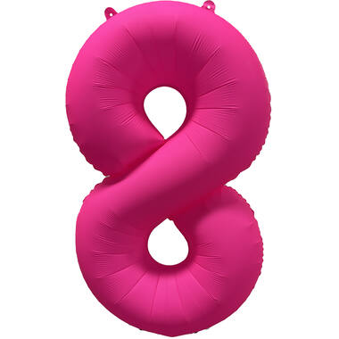 Foil Balloon Number 8 - Neon Pink - 86 cm