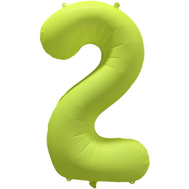 Foil Balloon Number 2 - Neon Yellow - 86 cm