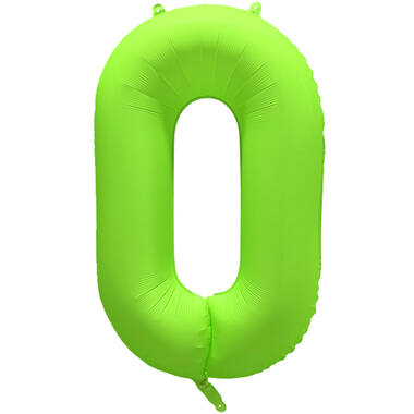Foil Balloon Number 0 - Neon Green - 86 cm
