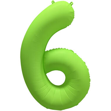 Foil Balloon Number 6 - Neon Green - 86 cm