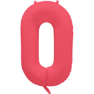Foil Balloon Number 0 - Neon Red - 86 cm