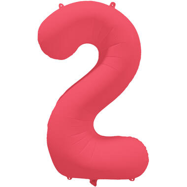 Foil Balloon Number 2 - Neon Red - 86 cm