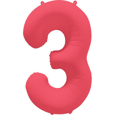 Foil Balloon Number 3 - Neon Red - 86 cm