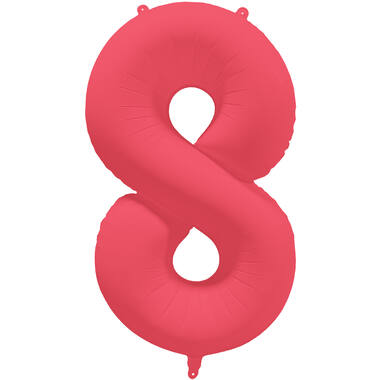 Foil Balloon Number 8 - Neon Red - 86 cm