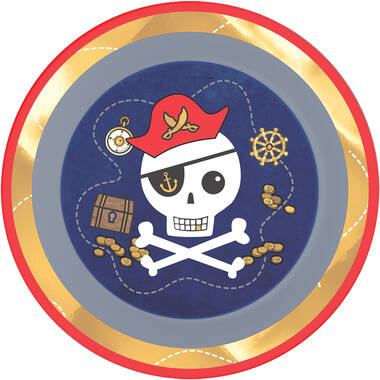 4 Plates Pirates Map Plastic Reusable 21.2 cm