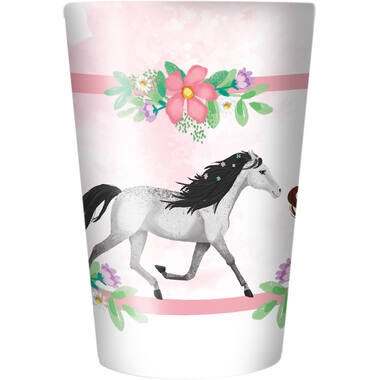 4 Cups Beautiful Horses Plastic Reusable 430 ml